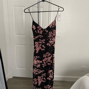 Windsor Black Dress with Pink Floral Design